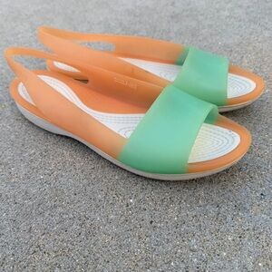 Crocs Slingback Jelly Sandals peach mint green Comfort Summer Y2K Shoes size 9